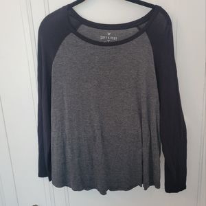 American Eagle Soft and Sexy Black Gray Baseball Tee XL